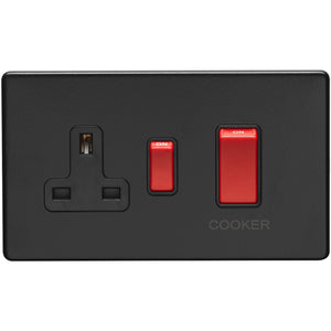 Eurolite Concealed Matt Black 45A DP Main Switch and 13A Switched Socket (ECMB45ASWASB)