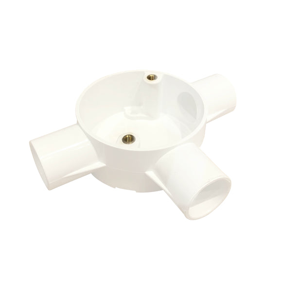 20mm PVC 3-Way Tee Box - White (203W)