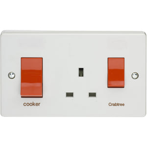 Crabtree 45A DP Main Switch and 13A Switch Socket Outlet (4521/1) - BBEW