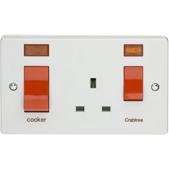 Crabtree 45A DP Main Switch and 13A Switch Socket with Neon (4521/31) - BBEW