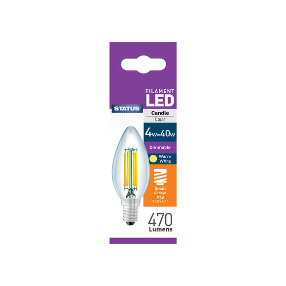 Status 4W LED Candle - E14-SES - Dimmable - Warm White (2700K) - (4SFDCSESC1PKB8)