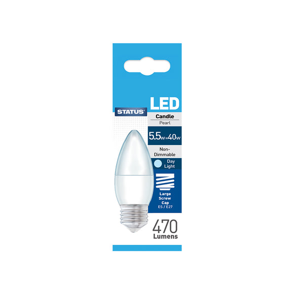 Status 5.5W LED Candle - E27-ES - Daylight (6500K) - (5.5SLCESDL1PKB8)