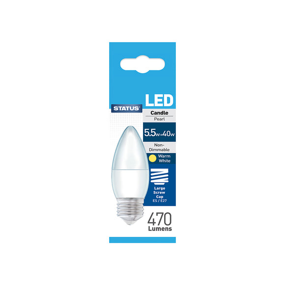 Status 5.5W LED Candle - E27-ES - Warm White (2700K) - (5.5SLCESP1PKB8)