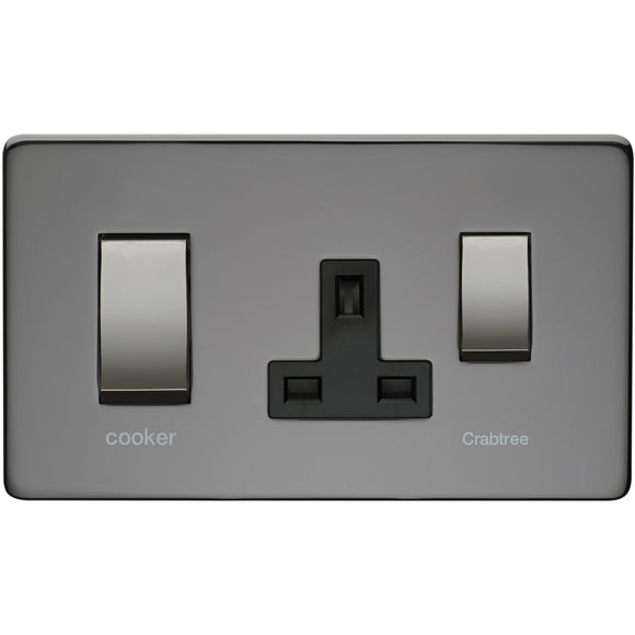Crabtree Black Nickel 45A DP Main Switch and 13A Switch Socket Outlet (7521/BKN) - BBEW
