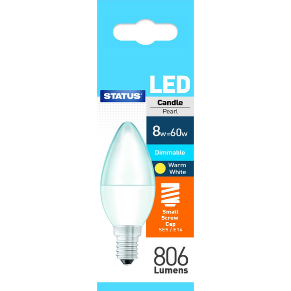 Status 7.5W LED Candle - E14-SES Dimmable - Warm White (2700K) - (7.5SLDCWE14P1B10)
