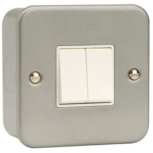 Click Metal Clad 10AX 2 Gang 2 Way Plate Switch (CL012)