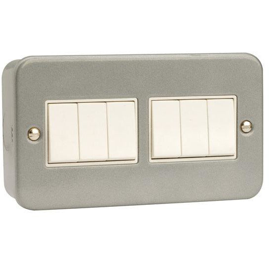 Click Metal Clad 10AX 6 Gang 2 Way Plate Switch (CL105)