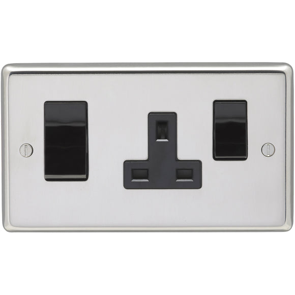 Eurolite Polished Stainless Steel 45A DP Main Switch and 13A Switch Socket Outlet (PSS45ASWASB) - BBEW