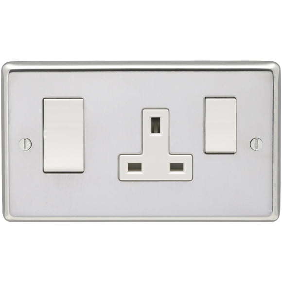 Eurolite Polished Stainless Steel 45A DP Main Switch and 13A Switch Socket Outlet (PSS45ASWASW) - BBEW