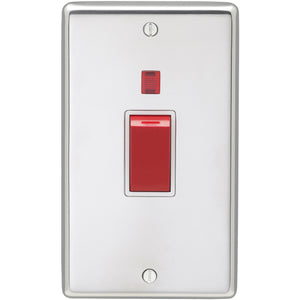 Eurolite Polished Stainless Steel 45A DP Switch with Neon (PSS45ASWNW) - BBEW