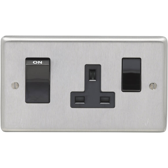 Eurolite Satin Stainless Steel 45A DP Main Switch and 13A Switch Socket Outlet (SSS45ASWASB)