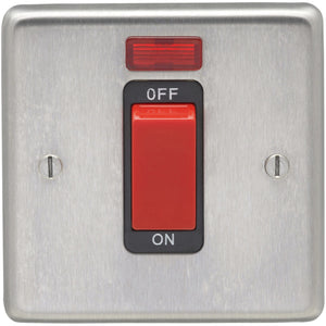 Eurolite Satin Stainless Steel 45A DP Switch with Neon (SSS45ASWNSB)