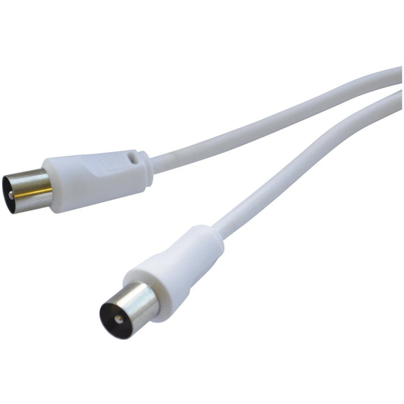 2M Coaxial Plug to Coaxial Plug TV Lead - White